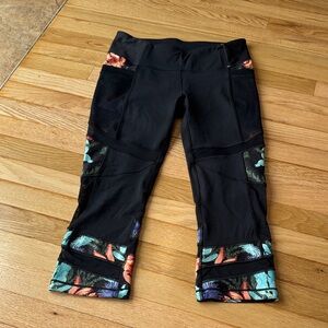 CALIA by Carrie Underwood Black Capris with Vibrant Floral Accents